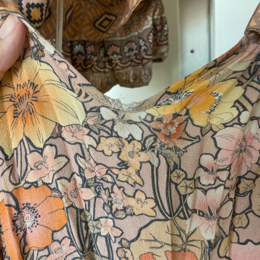 Spell Floral Pink Peach Bohemian Maxi Dress - Picture 5 of 7